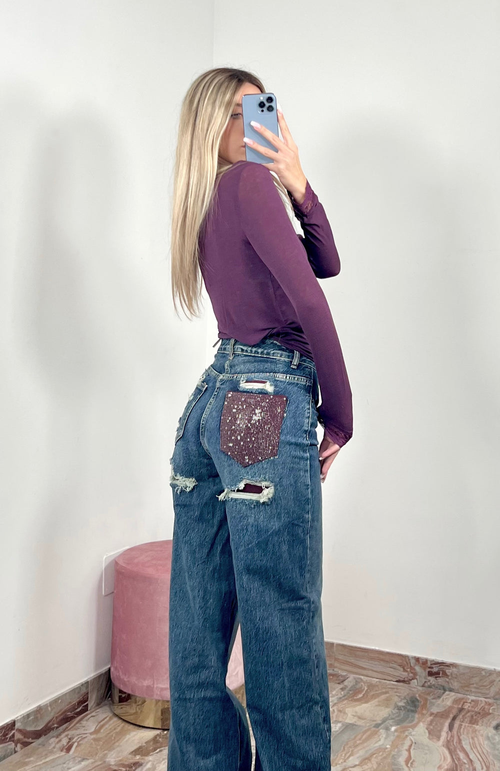 Jeans Pocket Burgundy