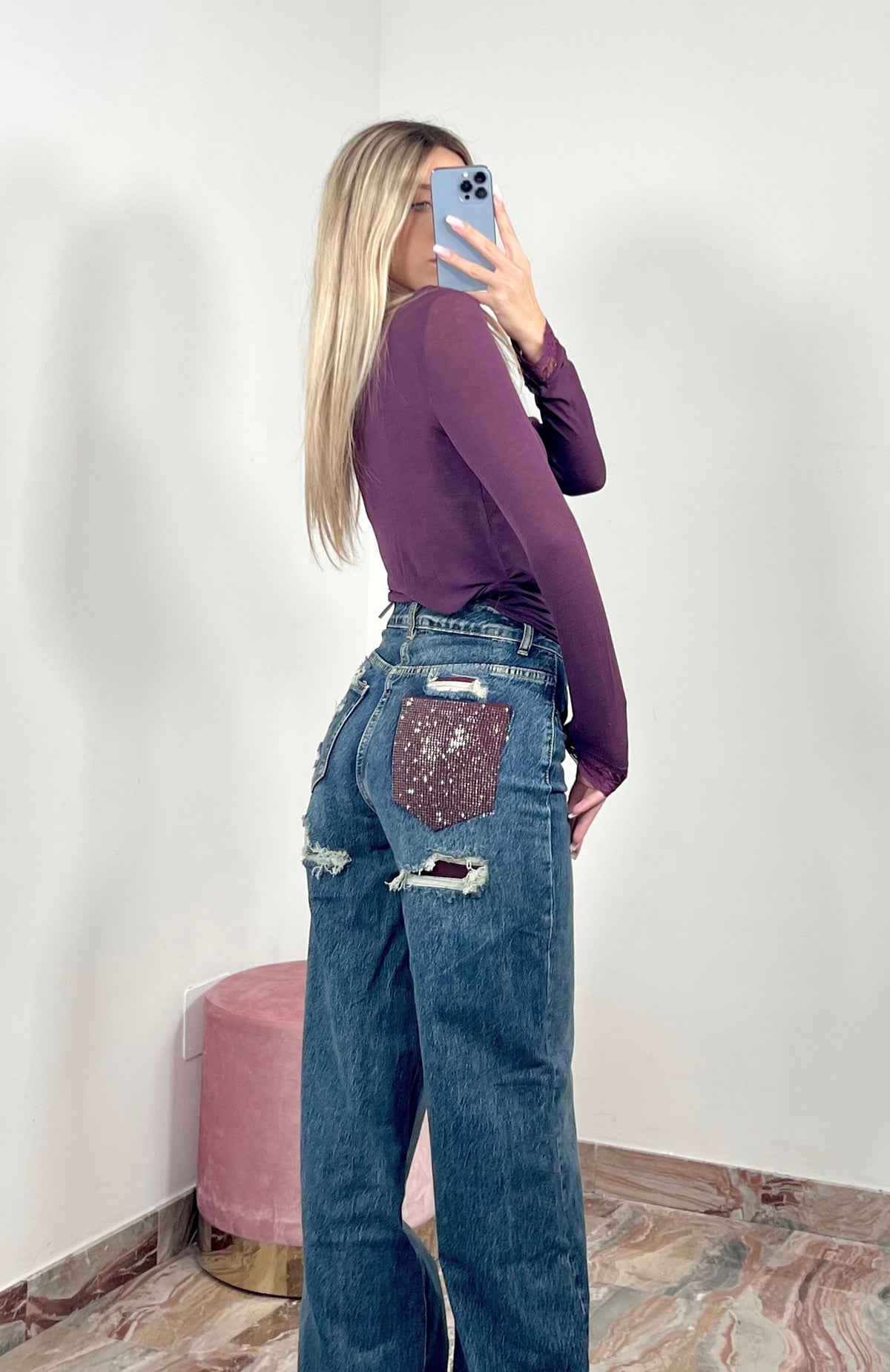 Jeans Pocket Burgundy
