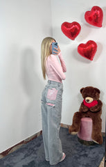 Jeans Pocket Grey Pink